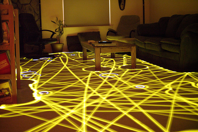 A
time-lapse photo of the roomba's path